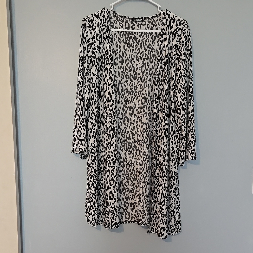 HEIMISH USA Black and White Leopard Cardigan